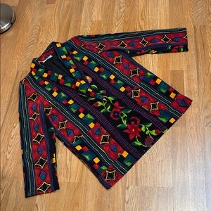 Vintage 1980’s Ken Sington Square long sleeve black multicolor blazer. Size XL.